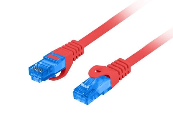 Lanberg - Koblingskabel - RJ-45 (hann) til RJ-45 (hann) - S/FTP - CAT 6a - formstøpt, uten hindringer - rød, RAL 3017