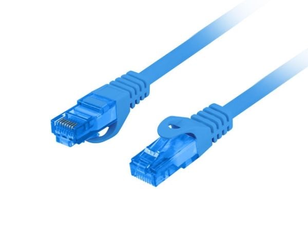 Lanberg - Koblingskabel - RJ-45 (hann) til RJ-45 (hann) - SFTP - CAT 6a - formstøpt, uten hindringer, flertrådet - blå, RAL 5012