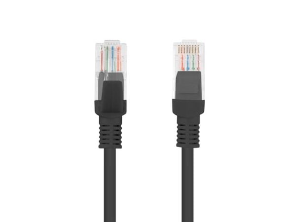 Lanberg - Koblingskabel - RJ-45 (hann) til RJ-45 (hann) - 4.8 mm - UTP - CAT 5/5e - formstøpt, uten hindringer, flertrådet - svart, RAL 9004