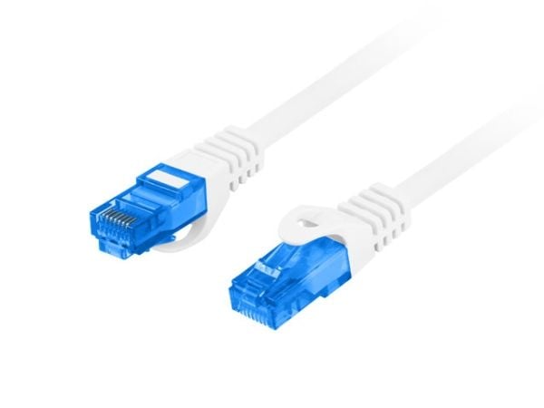 Lanberg - Koblingskabel - RJ-45 (hann) til RJ-45 (hann) - 6 mm - S/FTP - CAT 6a - halogenfri, formstøpt, uten hindringer, flertrådet - hvit, RAL 9010