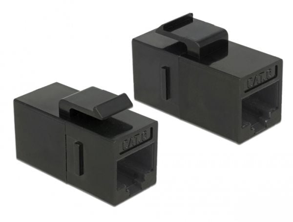 Delock Keystone Module RJ45 jack > RJ45 jack Cat.6 UTP - Modulinnlegg - CAT 6 - UTP - RJ-45 - svart (en pakke 25)