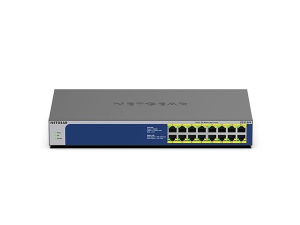 NETGEAR GS516PP - Switch - ikke-styrt - 16 x 10/100/1000 (PoE+) - stasjonær, rackmonterbar - PoE+ (260 W)