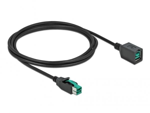 Delock - PoweredUSB extension cable - USB PlusPower (12 V) (hann) til USB PlusPower (12 V) (hunn) - 12 V - 2 m - svart