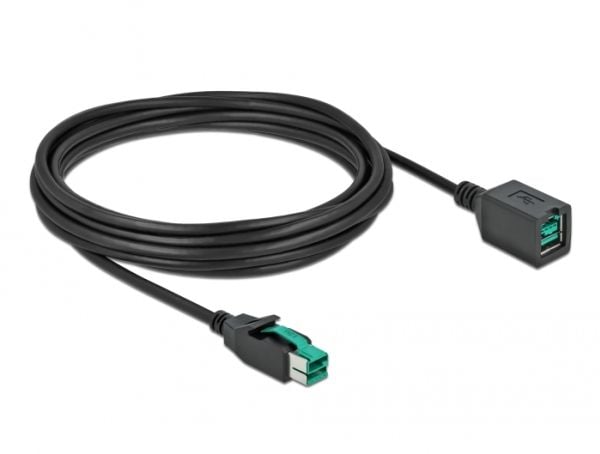 Delock - PoweredUSB extension cable - USB PlusPower (12 V) (hann) til USB PlusPower (12 V) (hunn) - 12 V - 5 m - svart