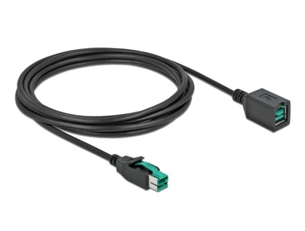 Delock - PoweredUSB extension cable - USB PlusPower (12 V) (hann) til USB PlusPower (12 V) (hunn) - 12 V - 3 m - svart