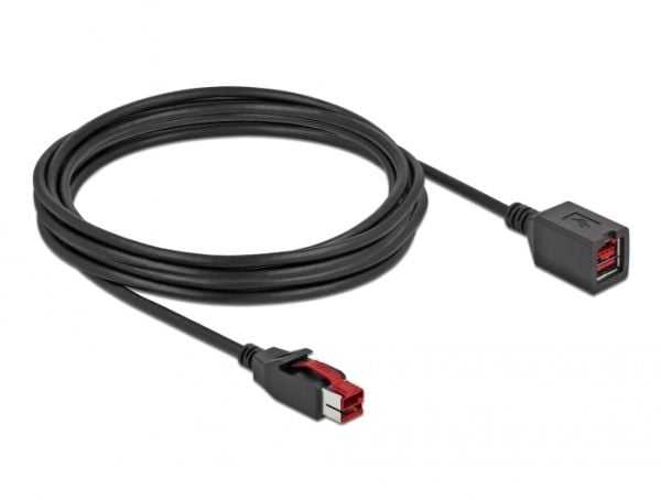 Delock - PoweredUSB extension cable - USB PlusPower (24 V) (hann) til USB PlusPower (24 V) (hunn) - 24 V - 4 m - svart