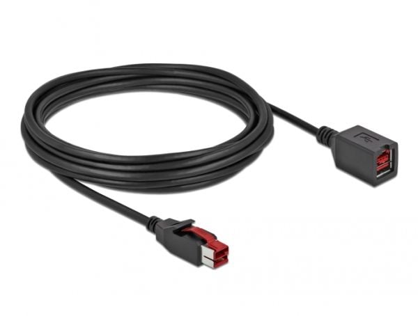Delock - PoweredUSB extension cable - USB PlusPower (24 V) (hann) til USB PlusPower (24 V) (hunn) - 24 V - 5 m - svart