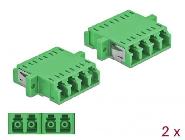 Delock - Nettverkkopler - LC-enkeltmodus (hunn) til LC-enkeltmodus (hunn) - fiberoptisk - grønn (en pakke 2)