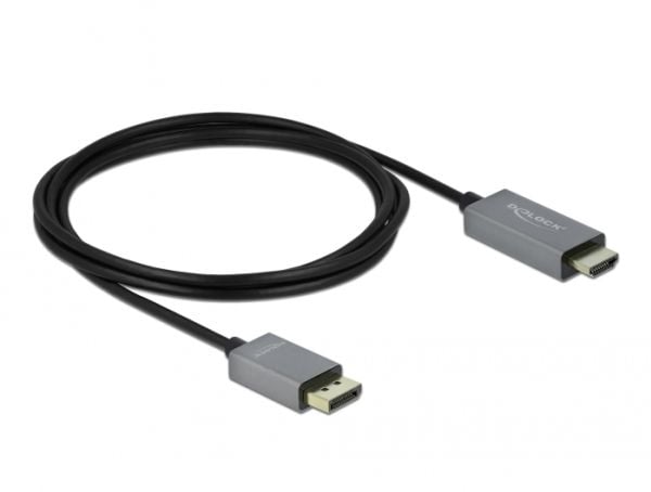 Delock - Adapterkabel - DisplayPort hann til HDMI hann - 2 m - grå, svart - 4K-støtte, aktiv