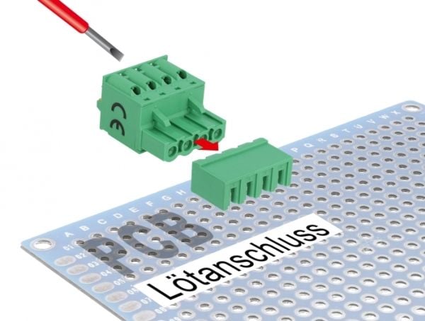 Delock rekkeklemmesett for kretskort med 4 pinner 5,08 mm horisontal deling (66506)