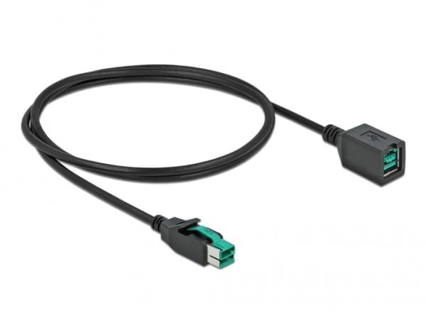 Delock - PoweredUSB extension cable - USB PlusPower (12 V) (hann) til USB PlusPower (12 V) (hunn) - 12 V - 1 m - svart