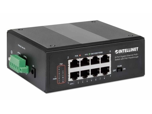 Intellinet 561624, Gigabit Ethernet (10/100/1000), Full tosidig, Strøm over Ethernet (PoE)