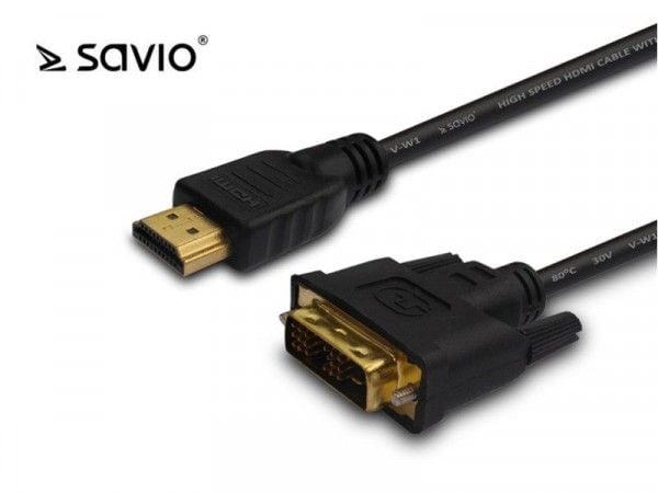SAVIO CL-139 - Adapterkabel - enkeltlenke - HDMI hann til DVI-D hann - 1.8 m - svart