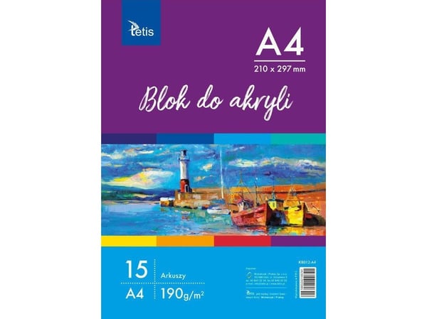 Akrilblokk A4 190 g/m² 15 ark