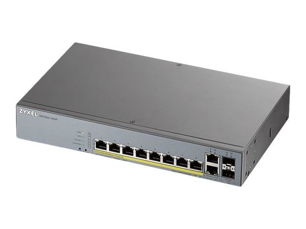 Zyxel GS1350-12HP - Switch - smart - 8 x 10/100/1000 (PoE+) + 2 x 10/100/1000 (opplink) + 2 x Gigabit SFP (opplink) - stasjonær, rackmonterbar - Po...