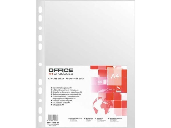 Konvolutt/perm til dokumenter A4 kontorprodukter PP crystal 100 stk
