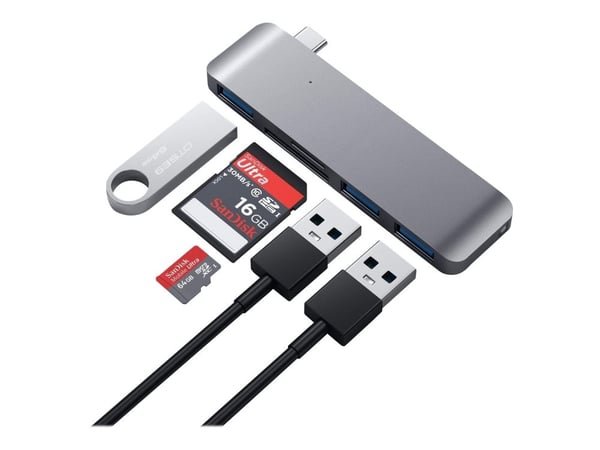 Satechi ST-TCUP, Harmaa, MicroSD (TransFlash), SD, USB 3.2 Gen 1 (3.1 Gen 1) Type-C, Alumiini, 84 mm, 27 mm