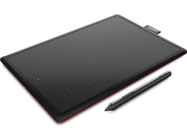 Wacom One by Wacom - Digitaliserare - höger- och vänsterhänta - 21.6 x 13.5 cm - elektromagnetisk - kabelansluten - USB - svart, röd