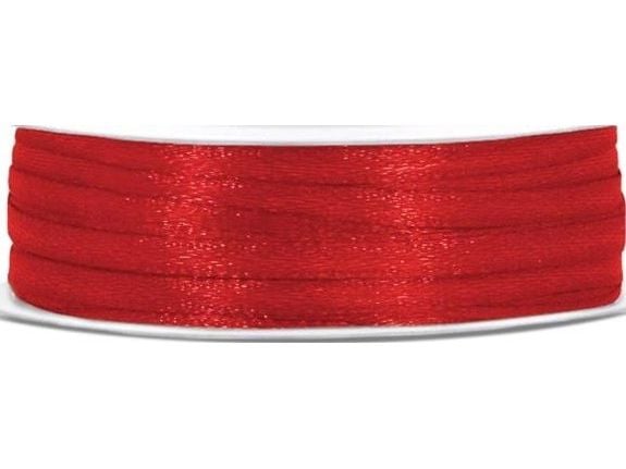 Rød satinbånd 3mm Rød satinbånd 3mm