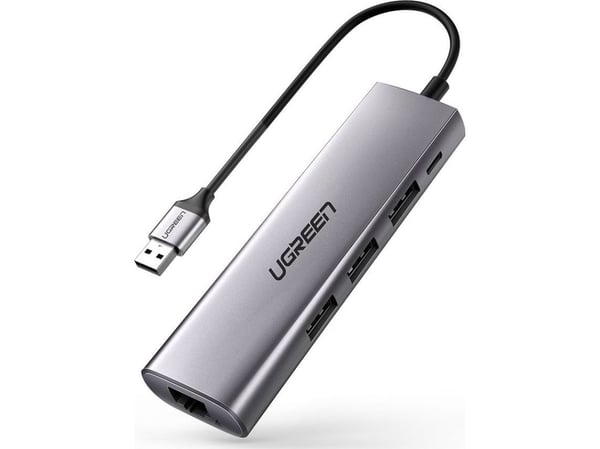 Ugreen 60812, Koblet med ledninger (ikke trådløs), USB 3.2 Gen 1 (3.1 Gen 1) Type-A, 10,100,1000 Mbit/s, Grå, Micro-USB, RJ-45, USB 3.2 Gen 1 (3.1 ...