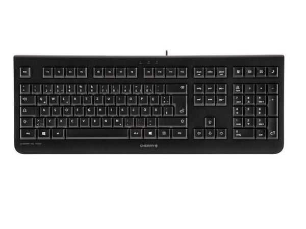 CHERRY KC 1000, Täysikokoinen (100 %), Langallinen, USB, QWERTY, Musta