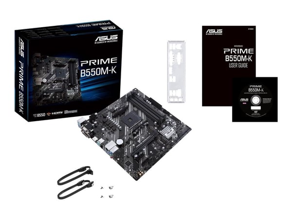 ASUS PRIME B550M-K - Hovedkort - micro ATX - Socket AM4 - AMD B550 Chipset - USB 3.2 Gen 1, USB 3.2 Gen 2 - Gigabit LAN - innbygd grafikk (CPU krev...