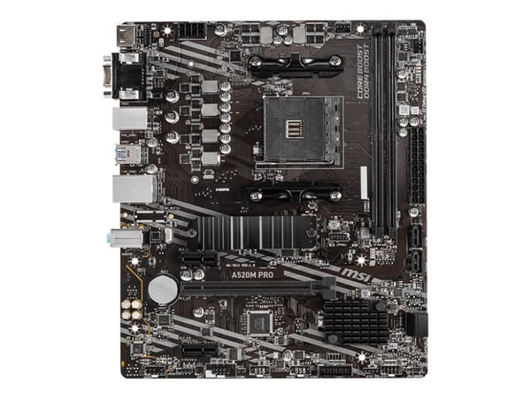 MSI A520M PRO - Hovedkort - micro ATX - Socket AM4 - AMD A520 Chipset - USB 3.2 Gen 1 - Gigabit LAN - innbygd grafikk (CPU kreves) - HD-lyd (8-kana...