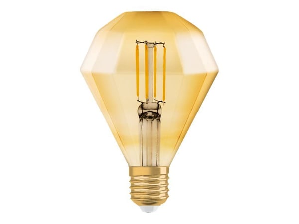 OSRAM Vintage 1906 - LED-filamentlyspære - form: diamant - E27 - 4.5 W (ekvivalent 40 W) - klasse E - behagelig varmt lys - 2500 K - gull