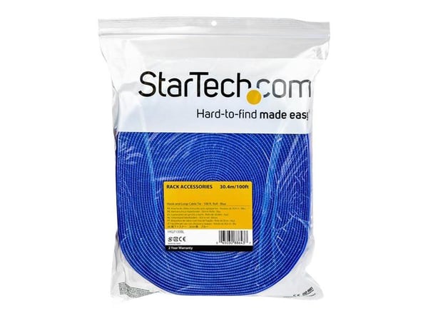 StarTech.com 100ft Hook and Loop Roll, Cut-to-Size Reusable Cable Ties, Bulk Industrial Wire Fastener Tape / Adjustable Fabric Wraps Blue / Resuabl...