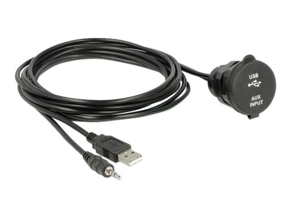 Delock - USB / audio extension cable - USB, minijakk (hann) til USB, minijakk (hunn) - 2 m - svart