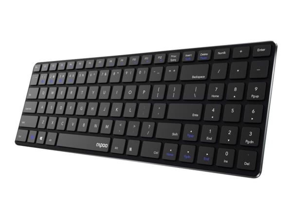 Rapoo E9100M - Tastatur - trådløs - 2.4 GHz, Bluetooth 4.0, Bluetooth 3.0 - svart