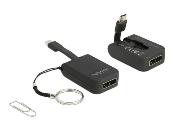 Delock - Video adapter - USB-C (hann) til DisplayPort (hann) - DisplayPort 1.2 - 3 cm - 4K-støtte - svart