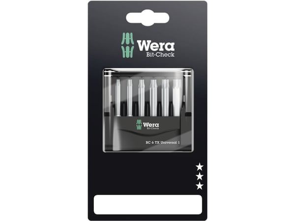 Wera 05073637001, 6 stykker, Torx, TX10, TX15, TX20, TX25, TX30, TX40, Stål, 1x TX 10x50 mm 1x TX 15x50 mm 1x TX 20x50 mm 1x TX 25x50 mm 1x TX 30x5...