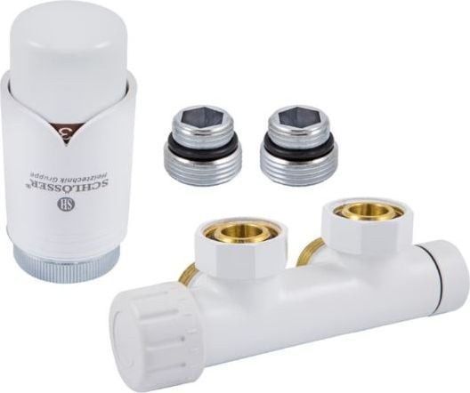 Schlosser duo-plex set 3/4" x M22 x 1,5 mm, katt vänster, vit + nippel (612100003)