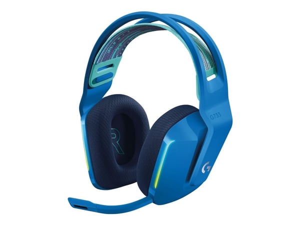 Logitech G G733 LIGHTSPEED Wireless RGB Gaming Headset - Hodesett - full størrelse - 2,4 GHz - trådløs - blå