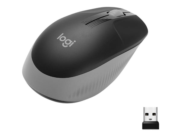 Logitech M190 - Mus - optisk - 3 knapper - trådløs - USB trådløs mottaker - mellomgrå