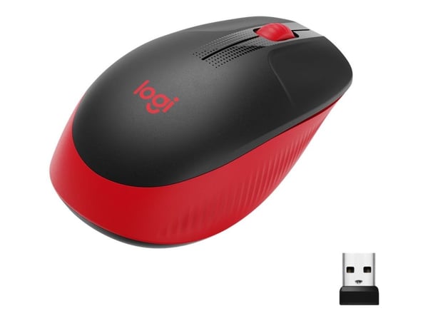 Logitech M190 - Mus - optisk - 3 knappar - trådlös - trådlös USB-mottagare - röd