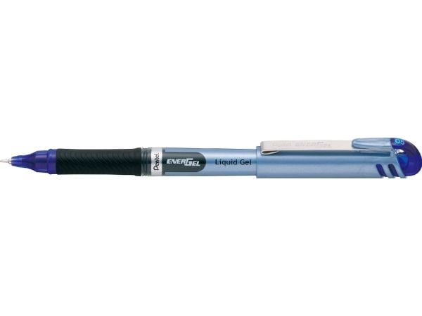 Pentel EnerGel, Korkillinen geelikynä, Sininen, Musta, Sininen, Hopea, Hienojakoinen, Pyöreä, Molempikätinen