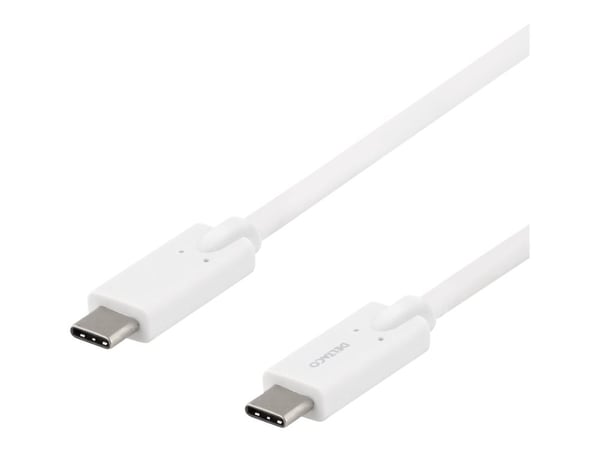 DELTACO USBC-1504 - USB-kabel - 24 pin USB-C (hann) til 24 pin USB-C (hann) - 5 A - 2 m - hvit
