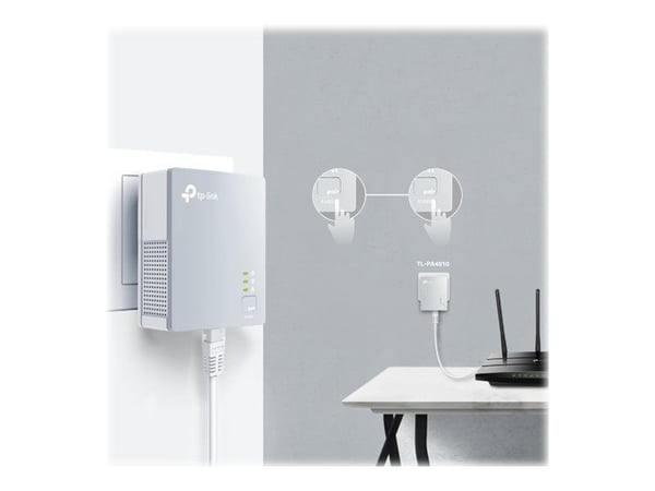 TP-Link TL-PA4010 KIT - Starter Kit - strømlinjeadaptersett HomePlug AV (HPAV) - veggpluggbar (en pakke 2)