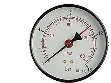 Vandsøjlemåler Ø80, 0-6 mVS - Ø80, 1/2'' (ned), 0-6 mVS eller 0,6 bar og m/stilleviser
