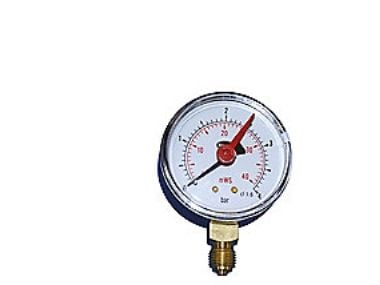 Manometer Ø63, 1/4'', 0-4 bar - 1/4'' (ned), 0-4 bar/mVS og m/stilleviser