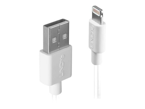 Lindy 31327, 2 m, Lightning, USB A, Valkoinen, Suora, Suora