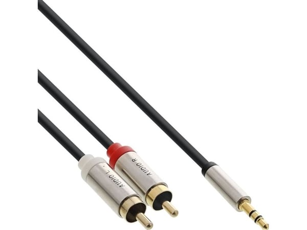 InLine S-99241, 3.5mm, Hankjønn, 2 x RCA, Hankjønn, 1 m, Svart, Sølv