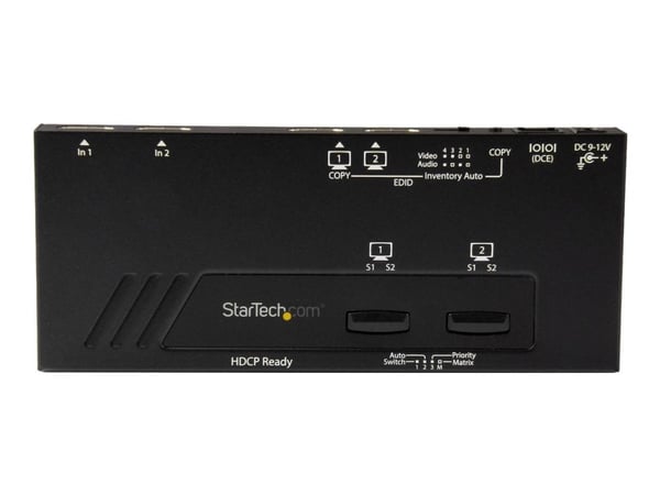 Startech 2x2 HDMI Matrix Switcher - 4K UltraHD HDMI Switch with Fast Switching, Auto-Sensing and Serial Control (VS222HD4K) - Video/audio switch - ...