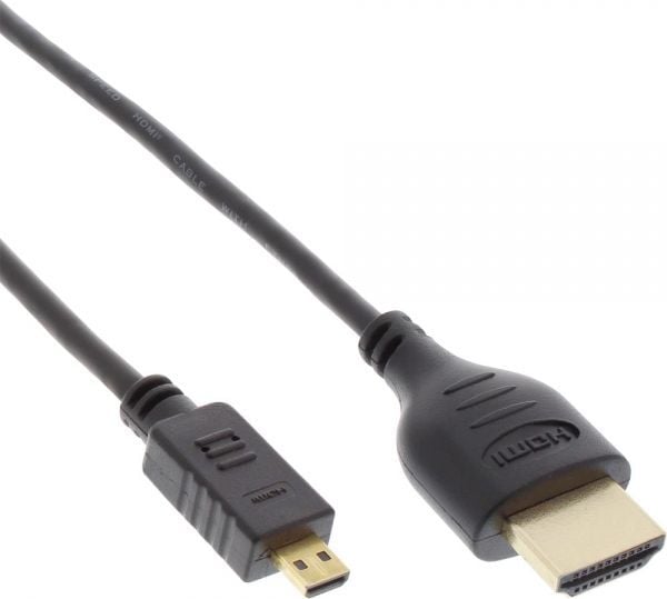InLine - HDMI-kabel med Ethernet - HDMI hann til micro HDMI hann - 30 cm - trippel isolasjon - svart - støpt, 4K-støtte (17533D)