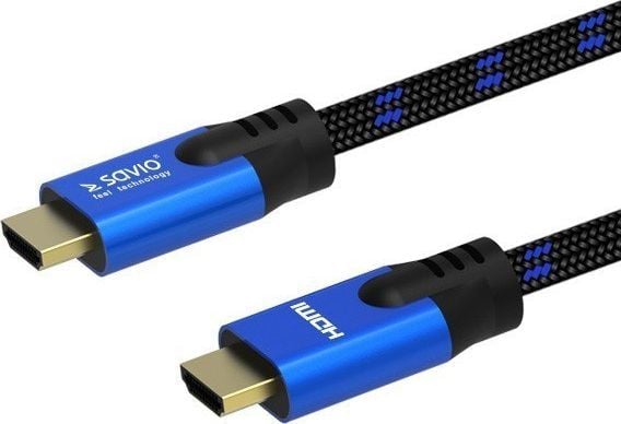 HDMI (M) v2.1 kabel, 3m, 8K, koppar, blå/svart, guldtermineringar, Ethernet/3D, CL-143