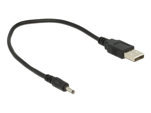 Delock - USB/strøm-kabel - USB (kun strøm) (hann) til 3,0 x 1,1 mm DC-jakk (hann) - 27 cm - svart