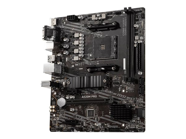 MSI A520M PRO - Moderkort - micro ATX - Socket AM4 - AMD A520 Chipuppsättning - USB 3.2 Gen 1 - Gigabit LAN - inbyggda grafiken (CPU krävs) - HD-lj...