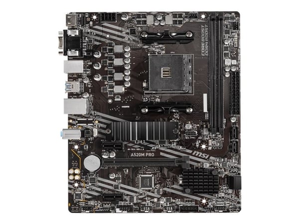 MSI A520M PRO - Hovedkort - micro ATX - Socket AM4 - AMD A520 Chipset - USB 3.2 Gen 1 - Gigabit LAN - innbygd grafikk (CPU kreves) - HD-lyd (8-kana...